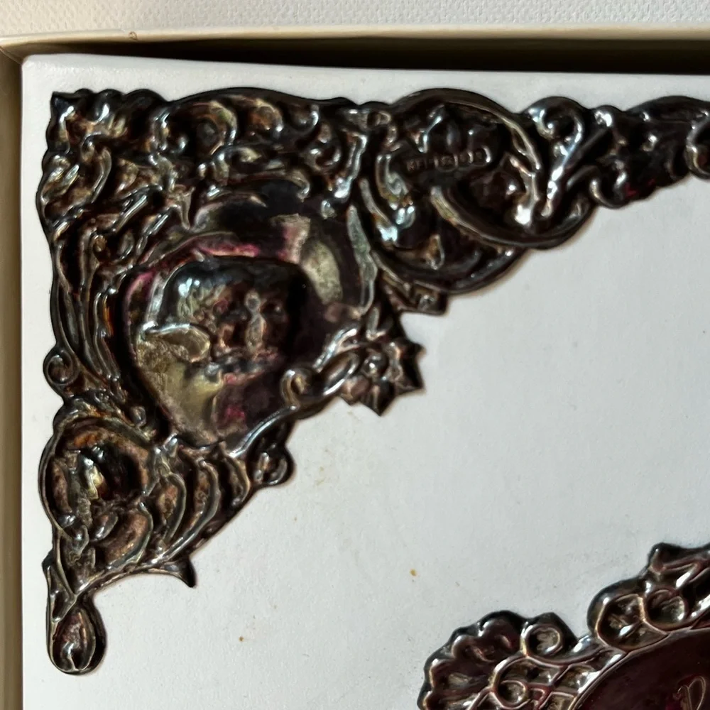 Sterling Silver Angel Cherub genuine leather wedding photo Album England ..